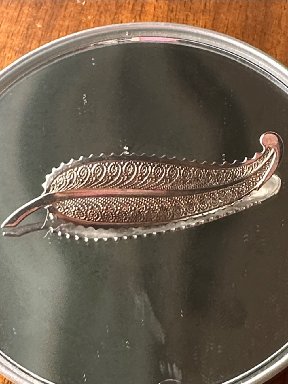 Vintage Sterling Silver Leaf Filigree Brooch Pin